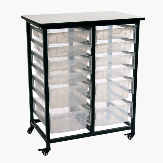 Luxor Mobile Bin Storage Unit - Large & Small Bin Storage 12 Bins Total 20lbs Max Each Bin with Castors