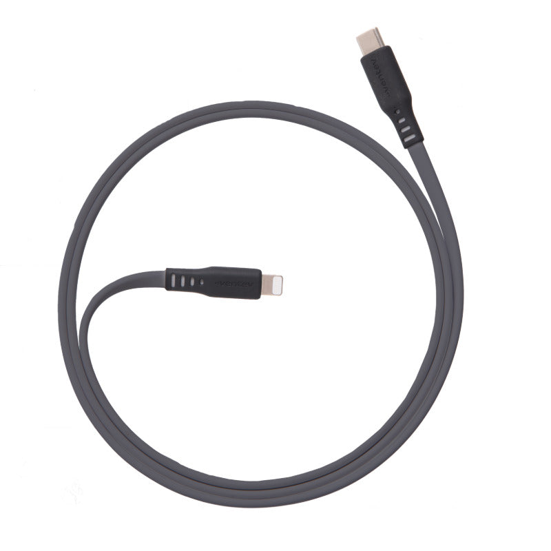 Ventev Charge & Sync Lightning MFI to USB-C Cable 3.3ft Flat - Box - Gray