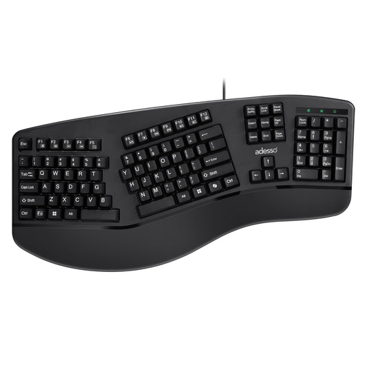 Adesso Multi OS 2X Large Print Illuminated Ergonomic Mechanical Keyboard (USB/Brown switch)
