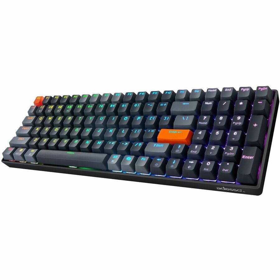 Adesso Wired/Wireless/Bluetooth Multi-OS Illuminated Mechanical QMK VIA Compact Keyboard With CoPilot Ai Hotkey (Red Switch)