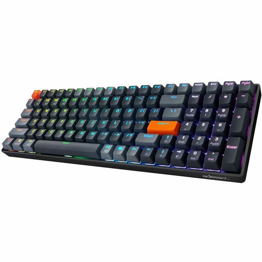 Adesso Wired/Wireless/Bluetooth Multi-OS Illuminated Mechanical QMK VIA Compact Keyboard With CoPilot Ai Hotkey (Red Switch)