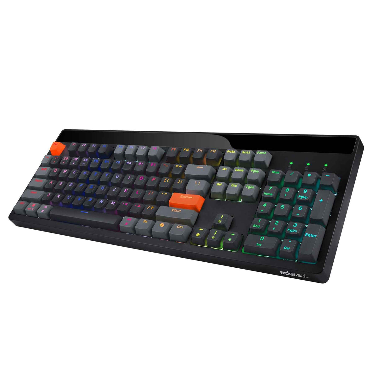 Adesso Wired/Wireless/Bluetooth Multi-OS Illuminated Mechanical QMK VIA Compact Keyboard With CoPilot Ai Hotkey (Red Switch)