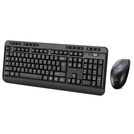 Adesso Keyboard & Mouse Combo Wireless Antimicrobial Multimedia 1200DPI PC/Mac - Black - TAA Compliant