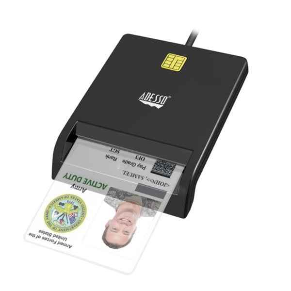 Adesso Smart Carder Reader USB 2.0 Connectivity CAC and Smart Card Compatible Plug-and-Play Authentication Solution - TAA Compliant