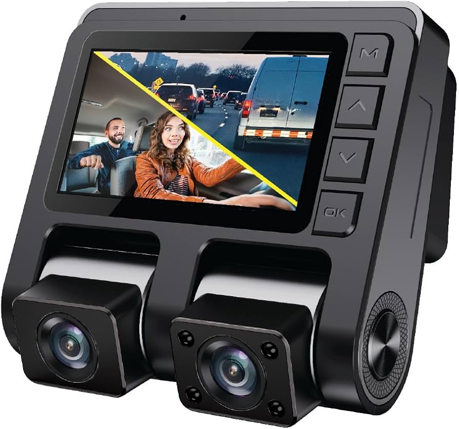 GekoGear Dashcam - Orbit D110 Dual Front (1080p) & In Cabin View (1080p) 150 Degree Wide Angle G-Sensor 32GB MicroSD Included (support up to 128GB)  - Black