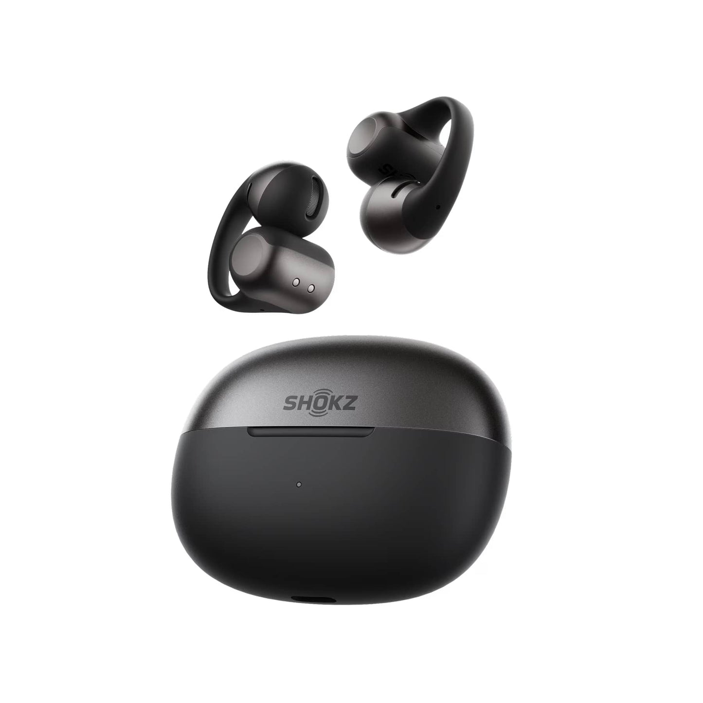 Shokz OpenDots 2 BLACK True Wireless Earbuds Clip On Nickel Titanium Ultra Lightweight Premium Dolby Audio Triple Mic - IP57 Water Resistant - Wireless Charge Case 40hr Playtime