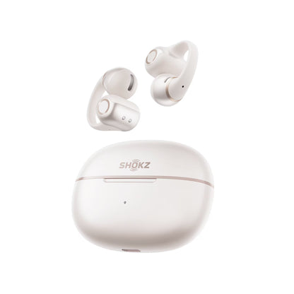 Shokz OpenDots 2 WHITE True Wireless Earbuds Clip On Nickel Titanium Ultra Lightweight Premium Dolby Audio Triple Mic - IP57 Water Resistant - Wireless Charge Case 40hr Playtime