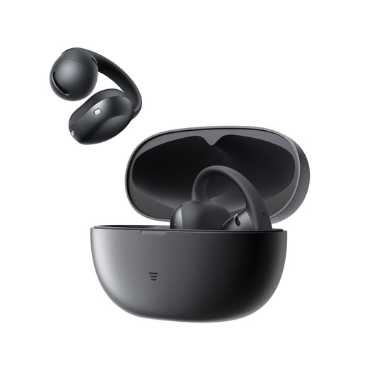 Shokz OpenDots Air BLACK True Wireless Earbuds Clip On Nickel Titanium Ultra Lightweight Compact Comfortable Fit Balanced Sound Force Sensor Controls -  IP55 Water Resistant - 36hr Playtime