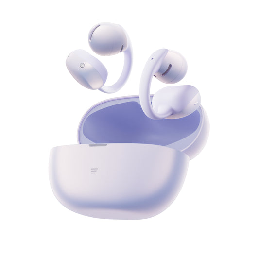 Shokz OpenDots Air PURPLE True Wireless Earbuds Clip On Nickel Titanium Ultra Lightweight Compact Comfortable Fit Balanced Sound Force Sensor Controls - IP55 Water Resistant - 36hr Playtime