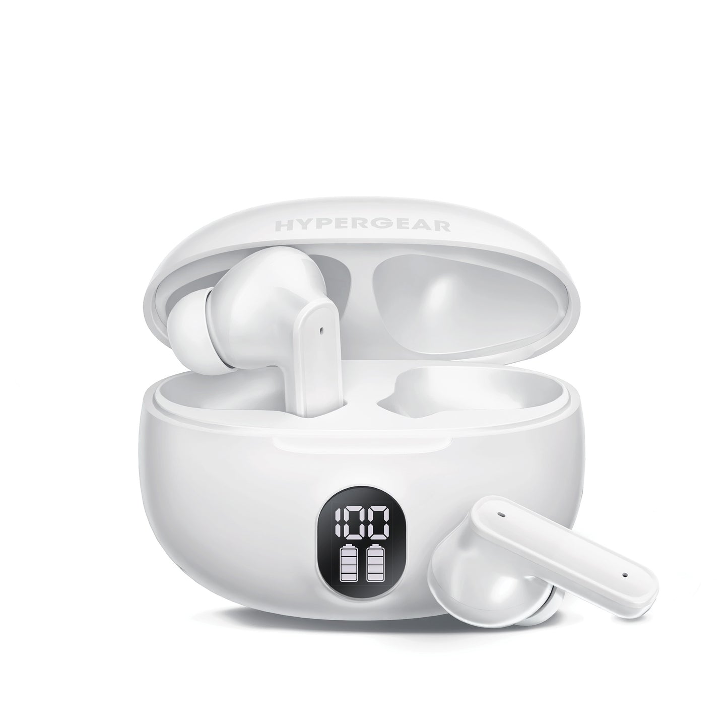 HyperGear Earbuds Bluetooth HyperBudz Basics Active Noise Cancellation 24hr Play Time - White