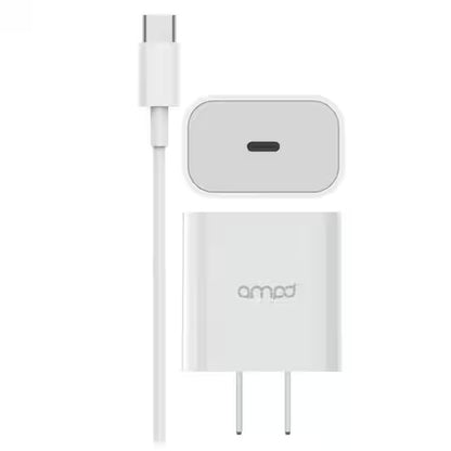 AMPD Volt Plus 2in1 USB-C 3A Wall Head with USB-C to USB-C Cable - White