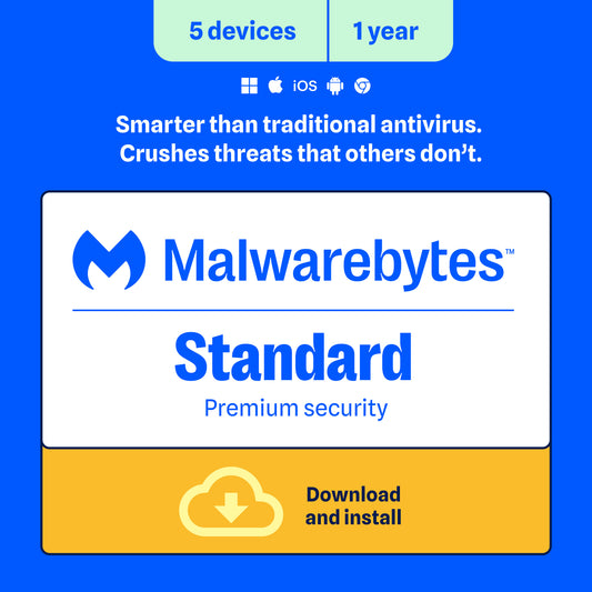 Malwarebytes Premium Standard 5-Device 1-Year PC/MAC/Android/iOS ESD (DOWNLOAD CODE)