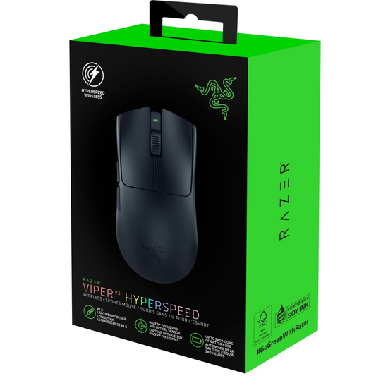 Razer Gaming Mouse Wireless Viper V3 HyperSpeed Ultra Lightweight Esports 6 Buttons Focus Pro 30000 DPI Optical Sensor - Black