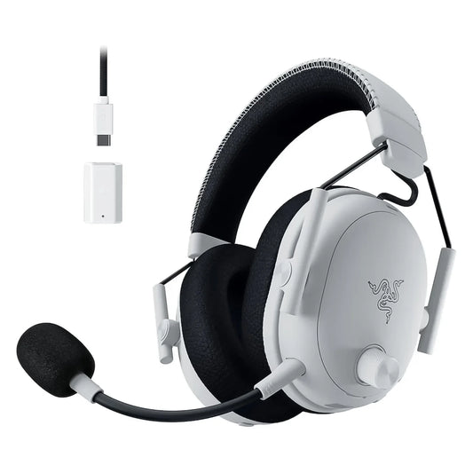 Razer Gaming Headset Wireless BlackShark V3 Pro Hybrid ANC with Detachable HyperClear Full Band 12MM Mic THX Spatial Audio Bluetooth/2.4GHz/USB - White