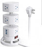 BESTEK Surge Protector Tower 12 AC Outlets with 3 Smart USB Ports Stackable Space-Saving Design 6ft Extension Cord - White