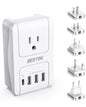 BESTEK World Travel Adaptor 300W with 1 x AC Outlet 3 x USB Ports & USB-C Port - White