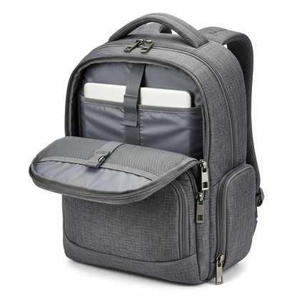 Klipxtreme Bari Backpack 15.6in gray laptop backpack, open compartment interior detail
