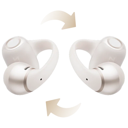 Shokz OpenDots 2 WHITE True Wireless Earbuds Clip On Nickel Titanium Ultra Lightweight Premium Dolby Audio Triple Mic - IP57 Water Resistant - Wireless Charge Case 40hr Playtime