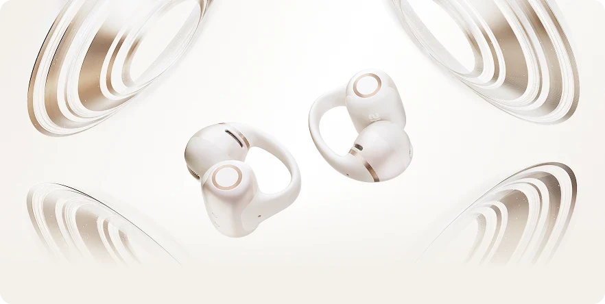 Shokz OpenDots 2 WHITE True Wireless Earbuds Clip On Nickel Titanium Ultra Lightweight Premium Dolby Audio Triple Mic - IP57 Water Resistant - Wireless Charge Case 40hr Playtime