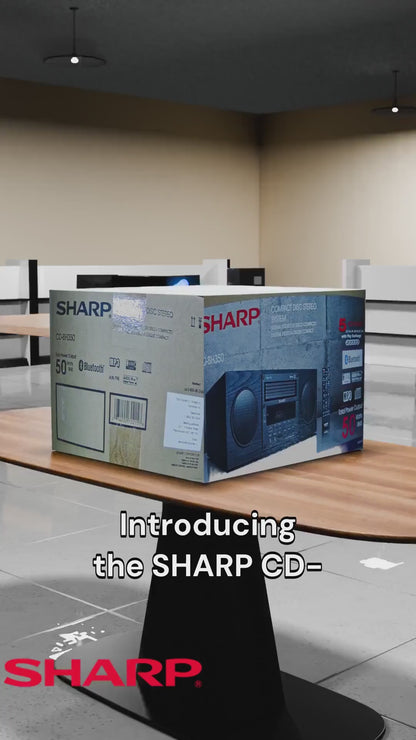 SHARP CD-BH350 Micro Audio Component System with 5 CD Changer, Bluetooth, FM Radio & USB Playback - 50 Watts RMS