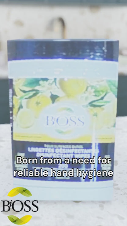 BiOSS | Lingettes d?sinfectantes pour surfaces - 200 - Parfum citron