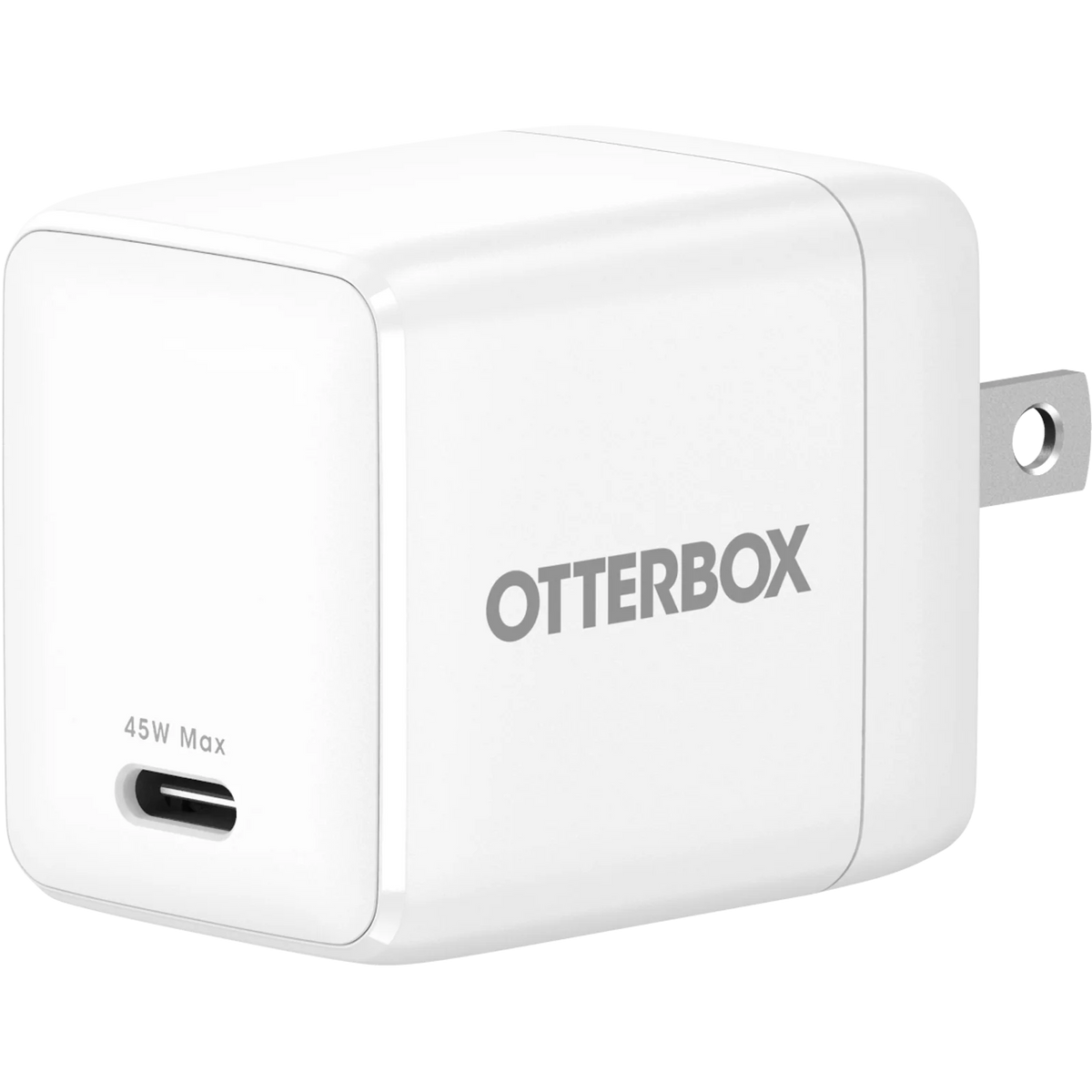 OtterBox Wall Charger 1 Port 45W GaN USB-C Fast Charge Compact Size Foldable Prongs PD PPS - Black