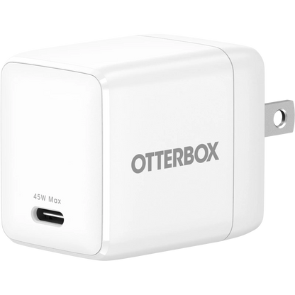 OtterBox Wall Charger 1 Port 45W GaN USB-C Fast Charge Compact Size Foldable Prongs PD PPS - Black